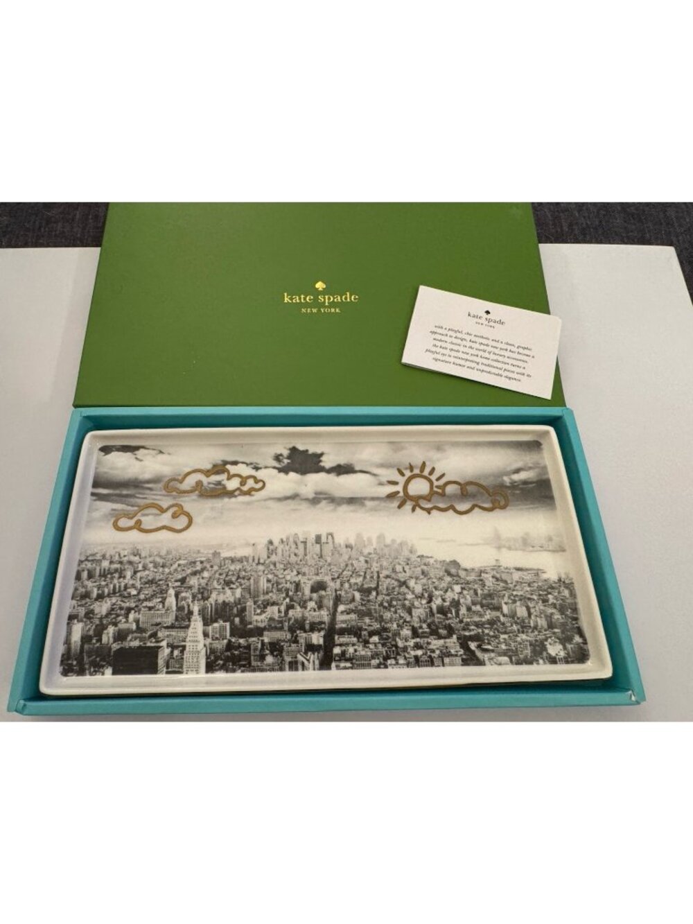 New Kate Spade Black & White Spirit Of Adventure Ceramic Trinket Tray BB25